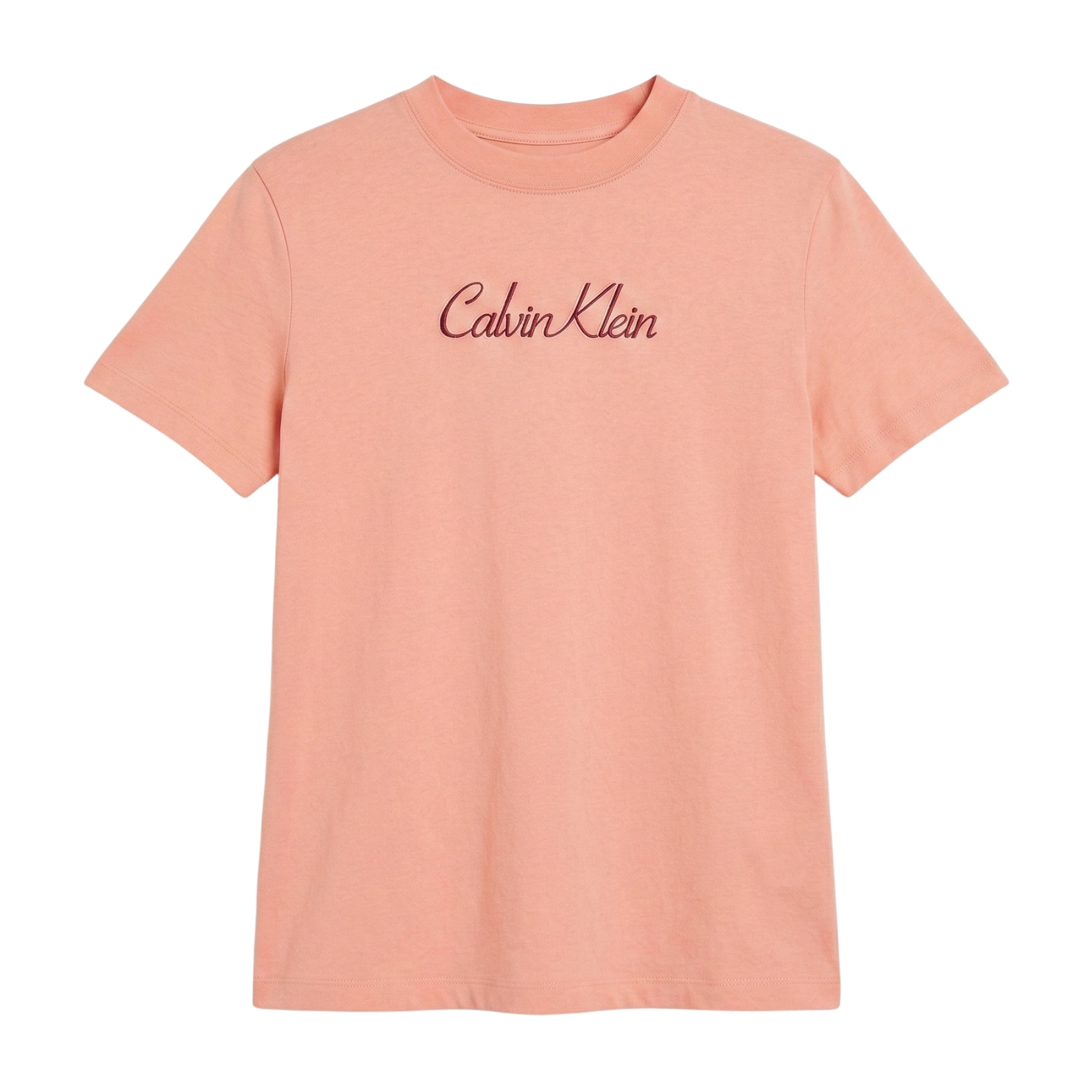 T-shirt rosa salmão com texto Calvin Klein bordado