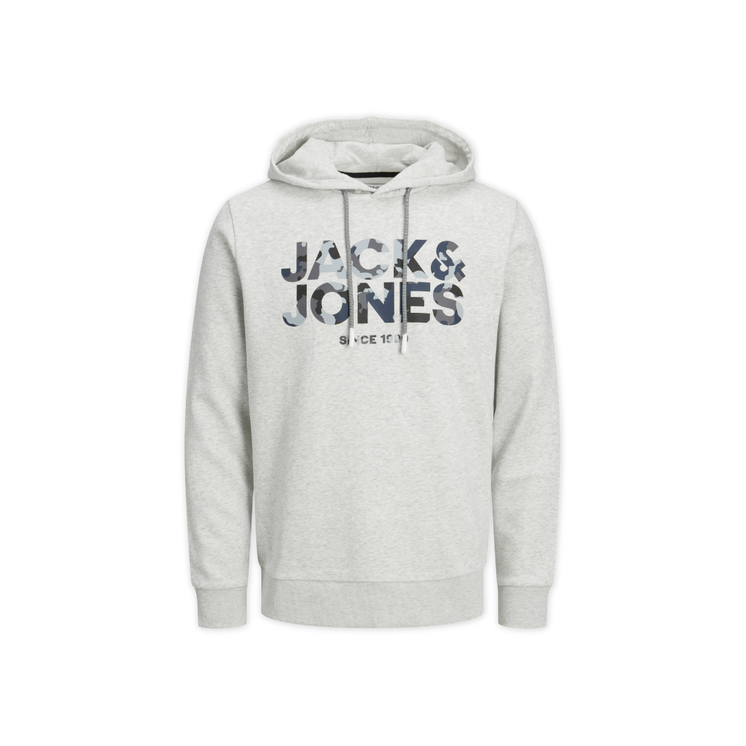 Sweatshirt cinza claro com capuz e estampa JACK & JONES