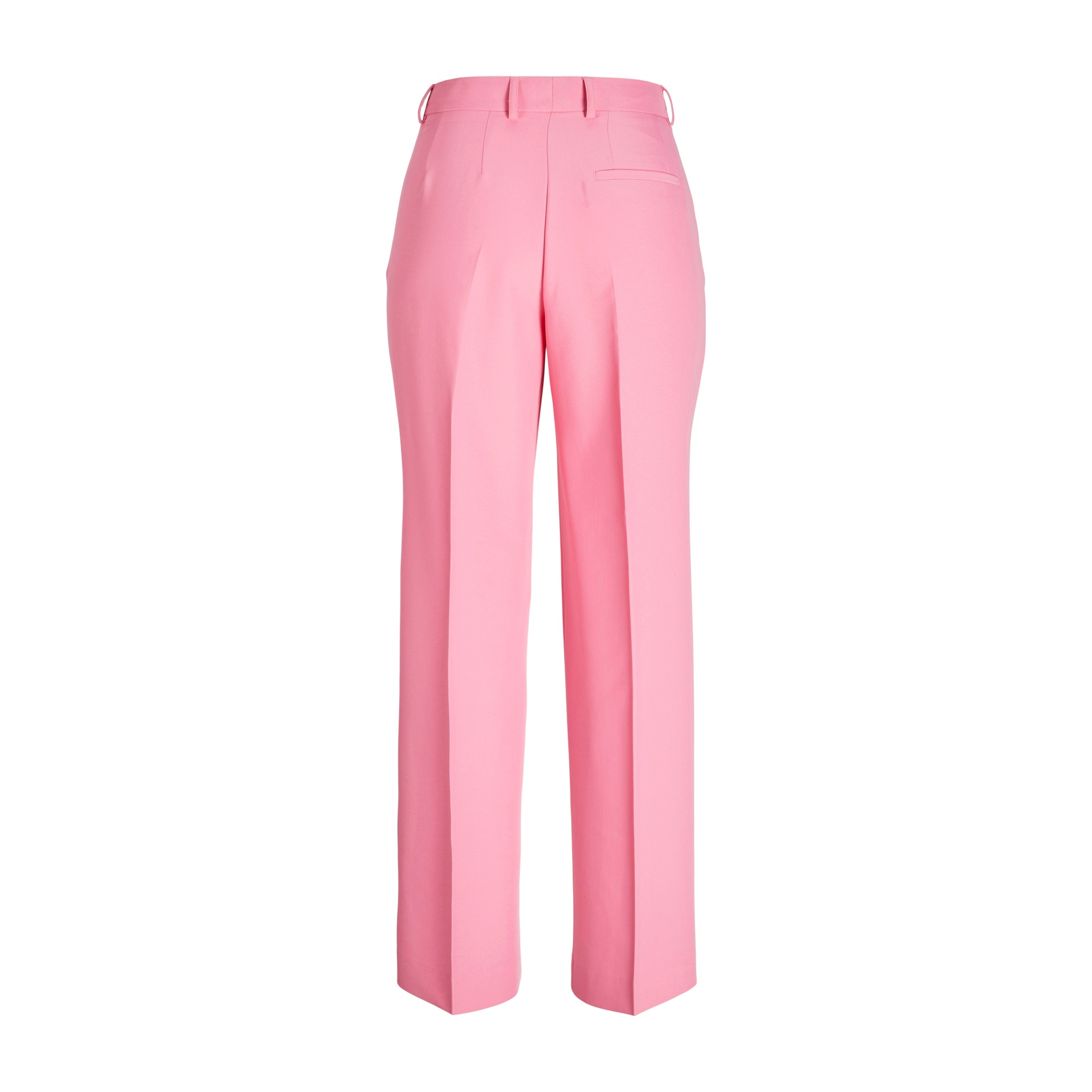 Calças cor-de-rosa com cintura e bolso traseiro em fundo branco