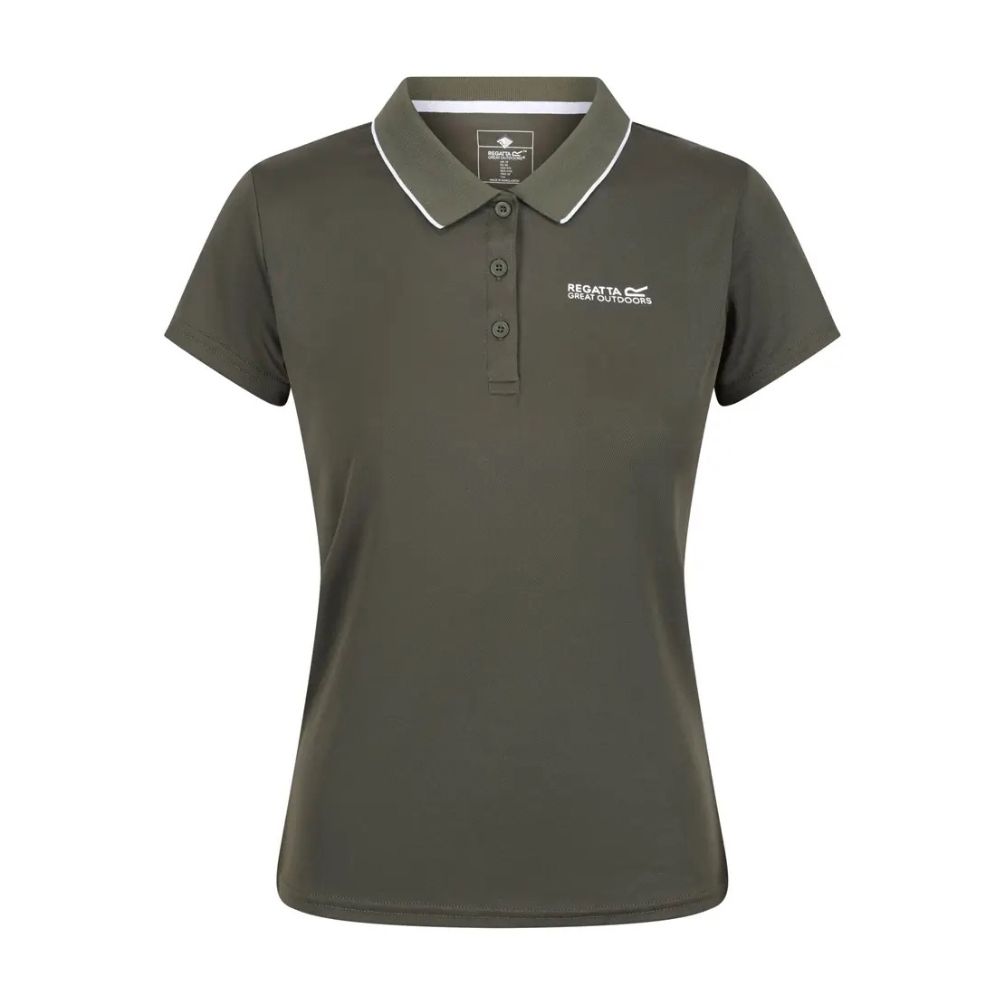Polo verde escuro de manga curta com gola piqué e logótipo branco REGATTA.