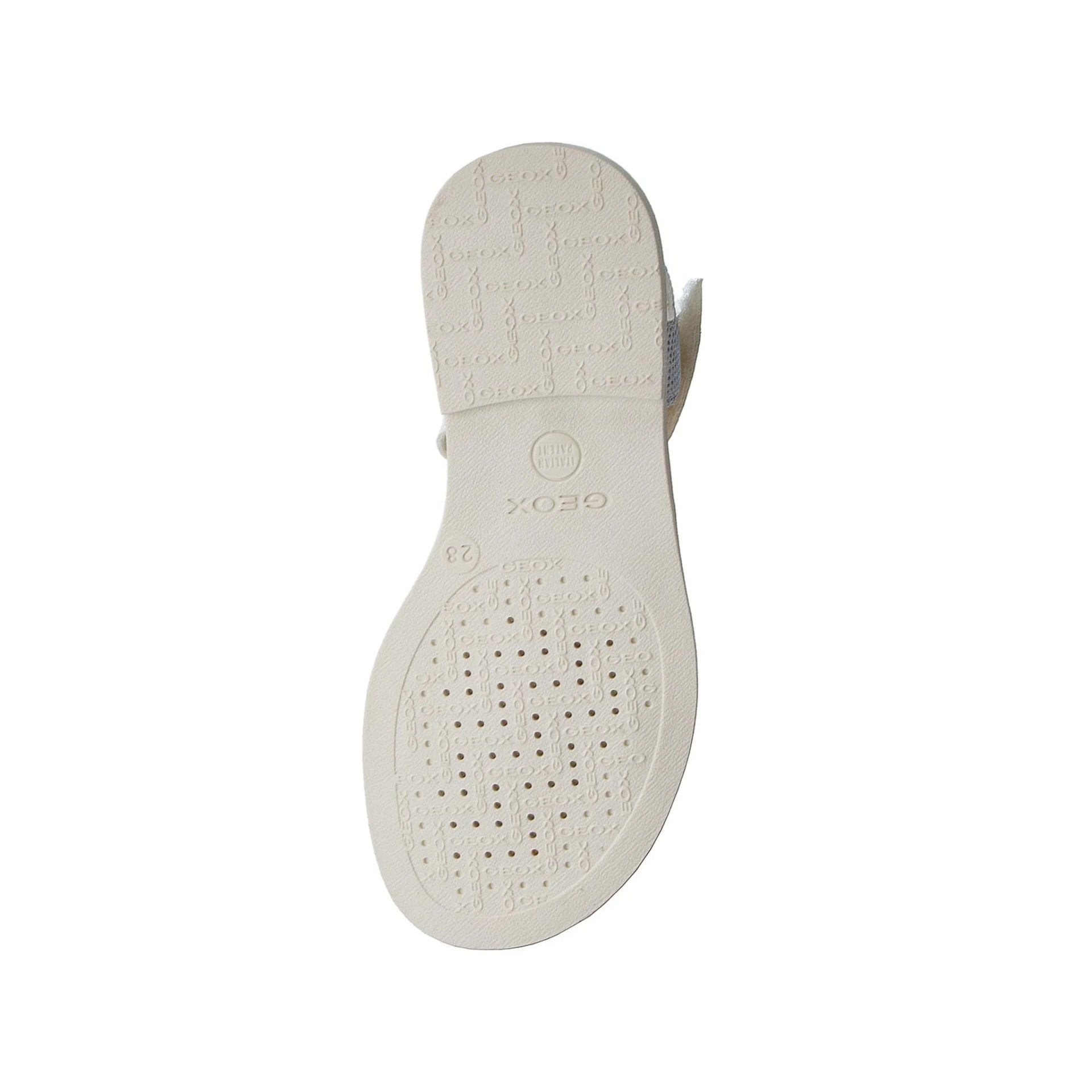 Sola de sapato branca com padrão de buracos e textura quadrada da GEOX