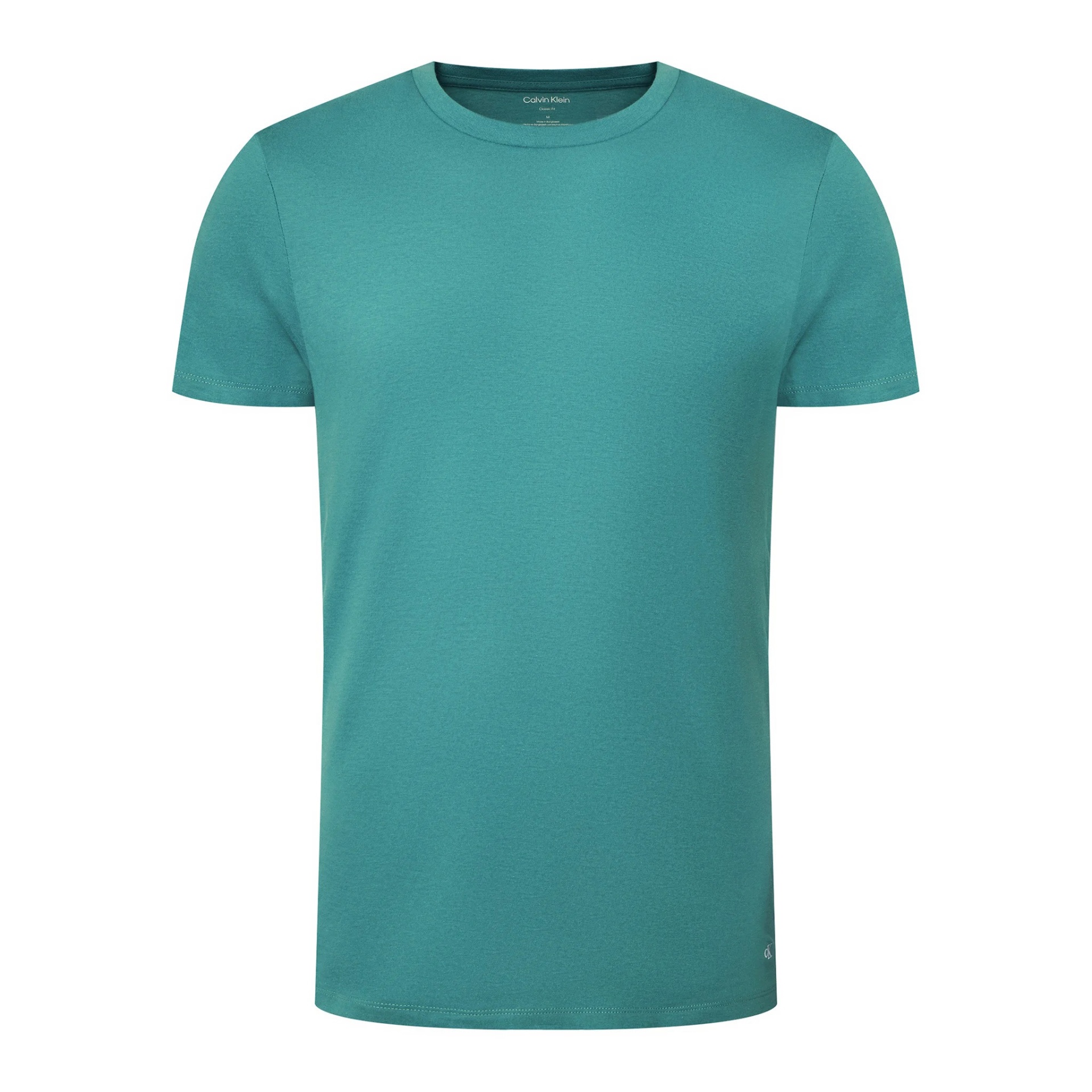 T-shirt azul esverdeada Calvin Klein de manga curta com logótipo pequeno branco