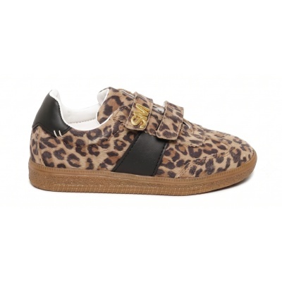 Ténis de senhora com padrão animal print castanho e preto