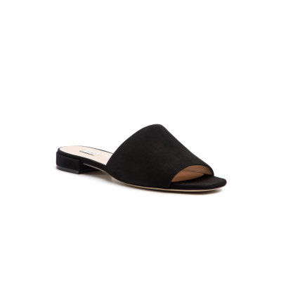 Sandália preta tipo mule com salto baixo