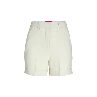 Calções creme de tecido com bainhas viradas