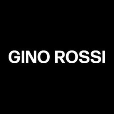 Texto GINO ROSSI em branco sobre fundo preto