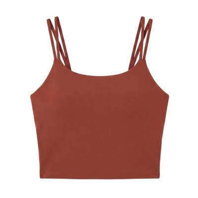 Top cropped feminino terracota com alças duplas finas
