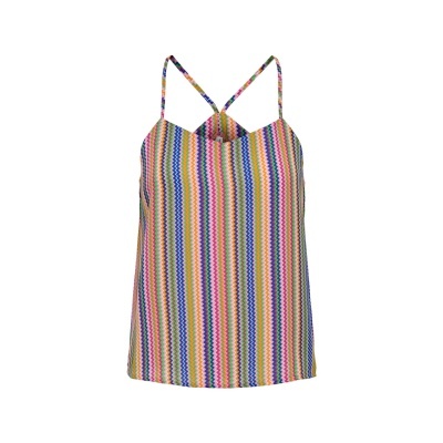 Top de alças finas riscas coloridas