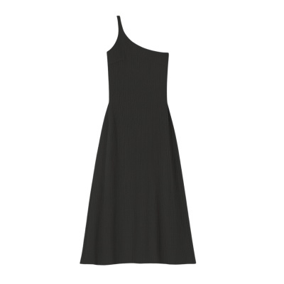 Vestido preto comprido com alça única