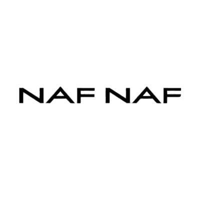 Texto preto NAF NAF em fundo branco