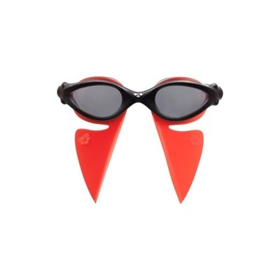 Óculos de natação pretos com lentes escuras e nadadeiras vermelhas ARENA
