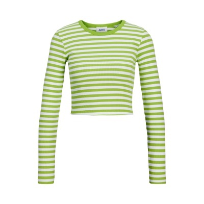 Camisola de riscas verdes e brancas de manga comprida