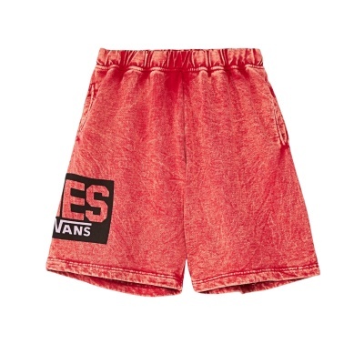 Calções vermelhos com elástico na cintura e design estampado