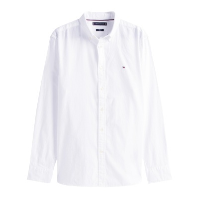 Camisa branca de manga longa com logo Tommy Hilfiger no peito