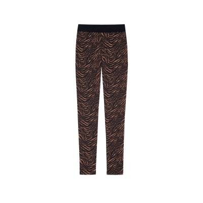 Leggings com padrão animal castanho e preto com cintura preta