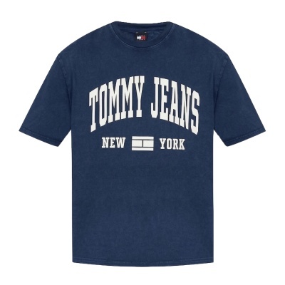 T-shirt azul escuro Tommy Jeans com texto branco