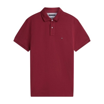 Polo bordô Tommy Hilfiger com gola e botões