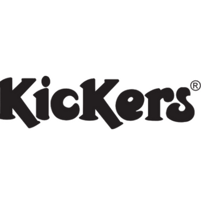 Logotipo preto da marca Kickers sobre fundo branco