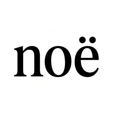Texto noë em preto com dois pontos sobre o e