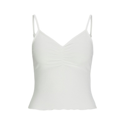 Top feminino branco com alças finas e franzido