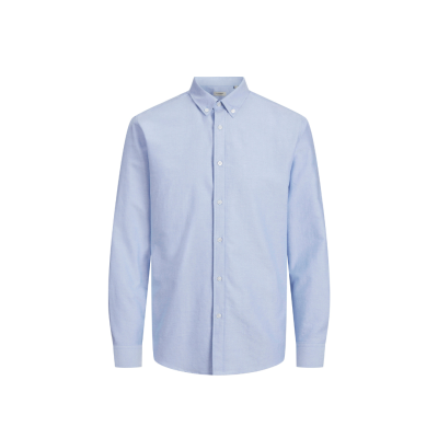 Camisa azul clara de manga comprida com botões