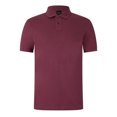 Polo bordeaux BOSS com textura piqué e logo bordado