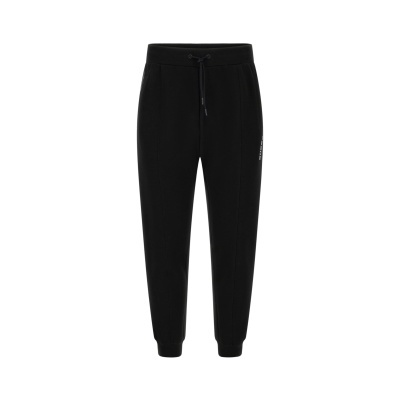 Calças de treino pretas com cordão ajustável e punhos