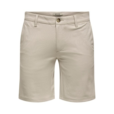 Calções bejes com botão e etiqueta ONLY & SONS