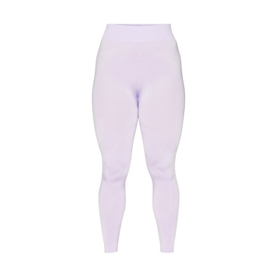 Leggings femininas lilás clara, tecidos elásticos, fundo branco