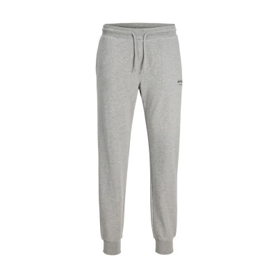 Calças jogger cinzento claro com cordão e logo preto