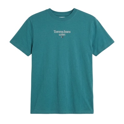 T-shirt azul-turquesa com texto Tommy Jeans e logótipo no peito