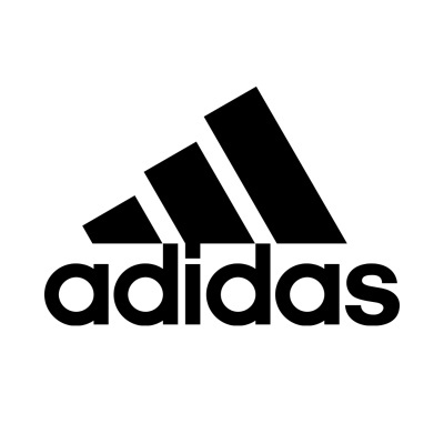 Logótipo preto da Adidas em fundo branco