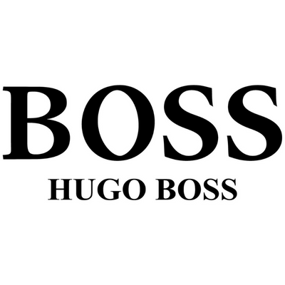 Logótipo BOSS HUGO BOSS em preto sobre fundo branco