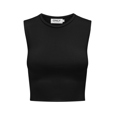 top cropped preto sem mangas com etiqueta ONLY