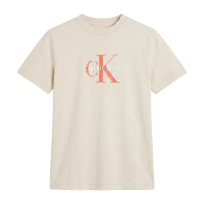 T-shirt bege clara com logo calvin klein