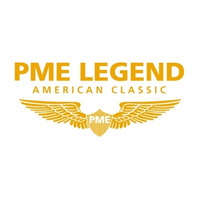 Logotipo PME LEGEND AMERICAN CLASSIC em laranja com escudo alado.