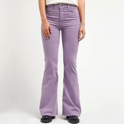 Calças de veludo cotelê lilás flare