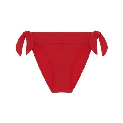 Cueca de bikini feminina vermelha com laços nas laterais