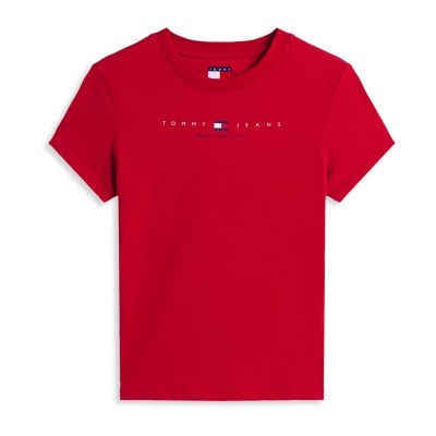 T-shirt vermelha com estampa Tommy Jeans ao centro