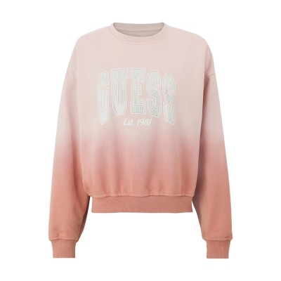 Sweatshirt rosa degradê com texto GUESS Est. 1981