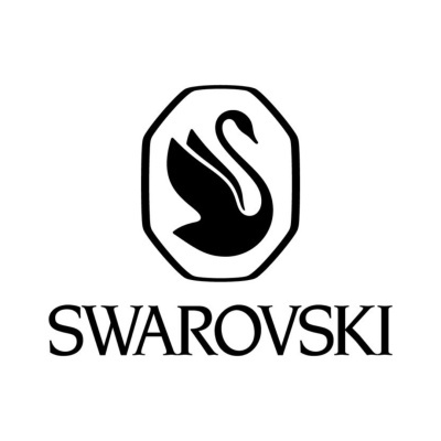 Logótipo preto da marca SWAROVSKI com um cisne dentro de um octógono