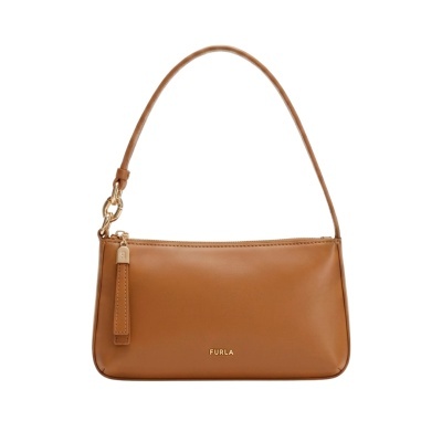Mala castanho claro Furla vista frontal.