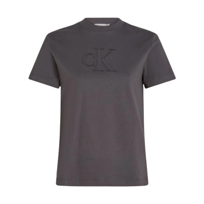 T-shirt cinzenta escura com logótipo cK bordado