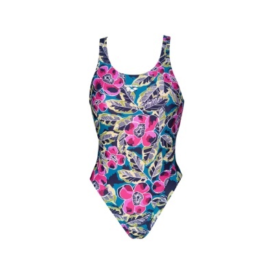 Fato de banho feminino floral colorido com alças largas