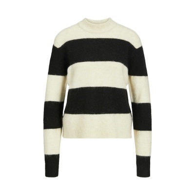 Camisola de malha com riscas largas pretas e creme