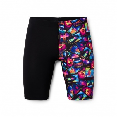 Calções de banho masculinos preto e coloridos com padrão pop art