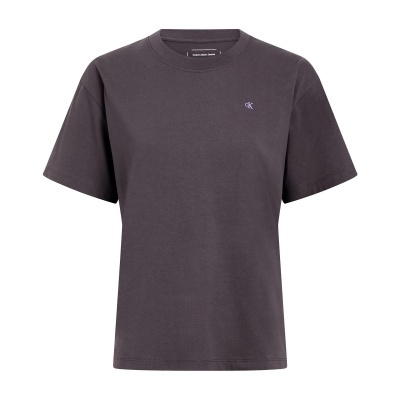 T-shirt cinzenta escura com logótipo cK roxo bordado