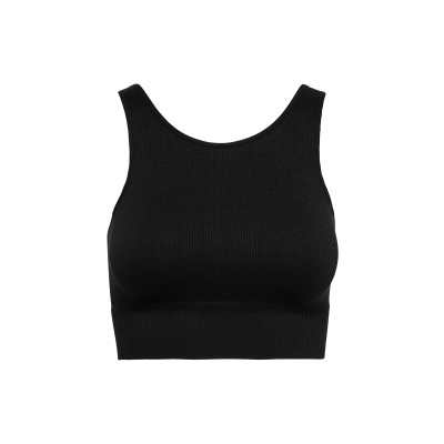 Top desportivo preto de malha canelada com alças largas