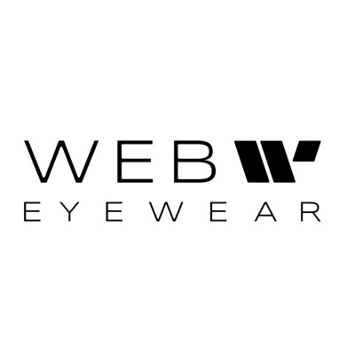 Logotipo WEB EYEWEAR em preto sobre fundo branco