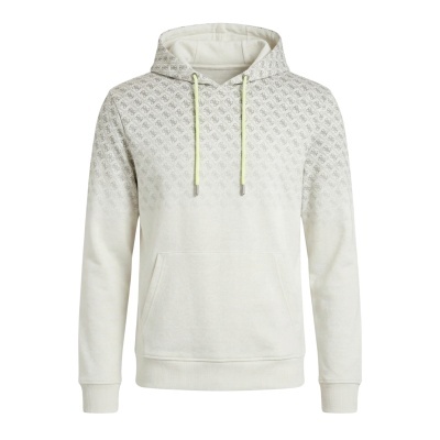 Sweatshirt branca com capuz e padrão degradê de logótipos